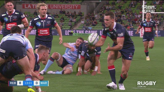 Lachie Anderson finishes an epic Rebels try