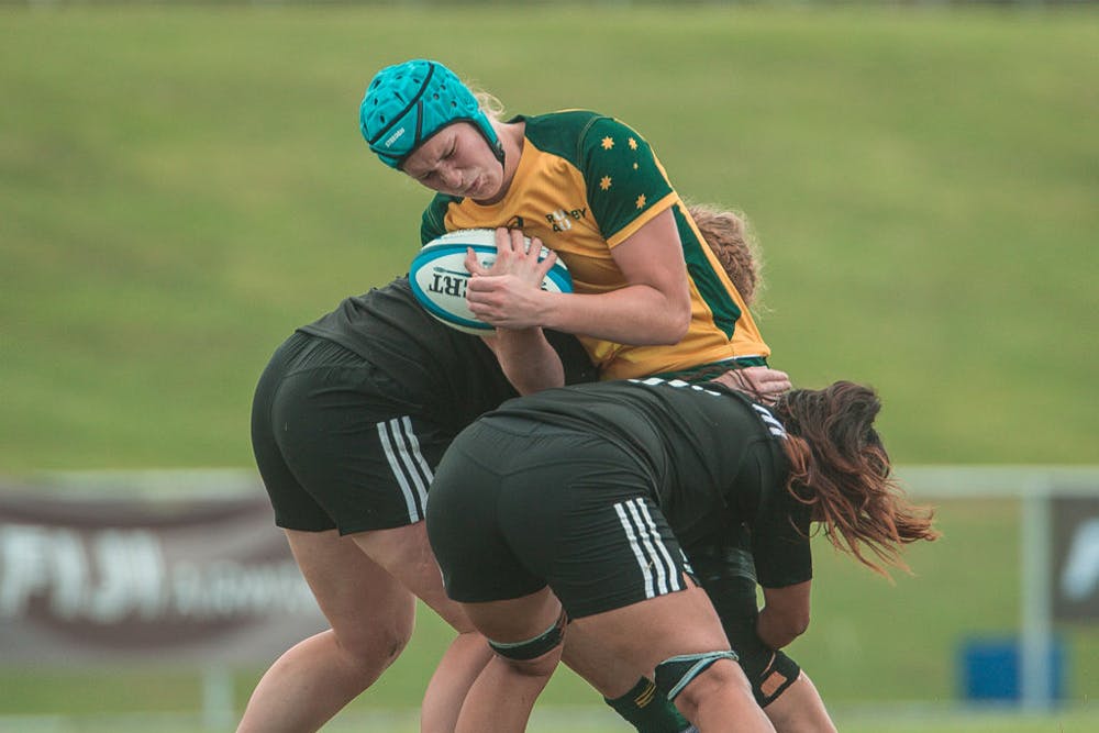 Tiarah Minns in action for the Wallaroos A against Black Ferns Development Squad