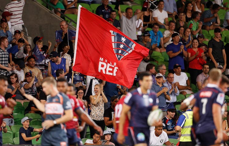 Melbourne Rebels Flag in Crowd 