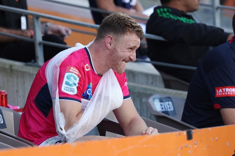 Reece Hodge suffered a broken finger during the Rebels defeat to the Chiefs. Photo: Getty Images