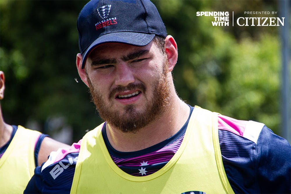 Cabous Eloff at a training session in is first preseason with the Melbourne Rebels.